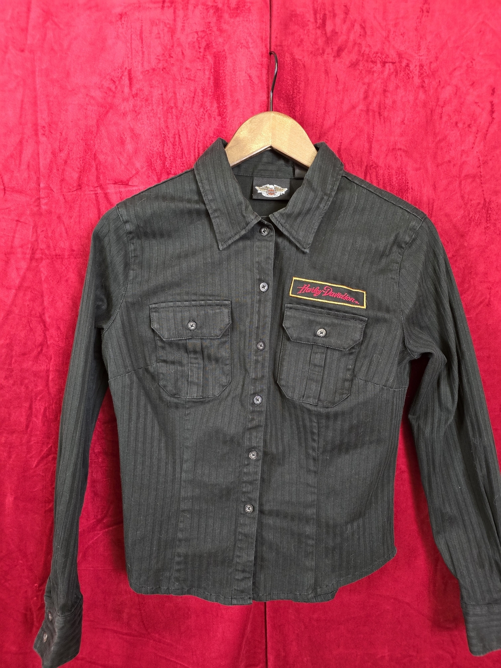 Harley-Davidson Black Pinstripe Workshirt with Orange Patch - Picture 2 of 6